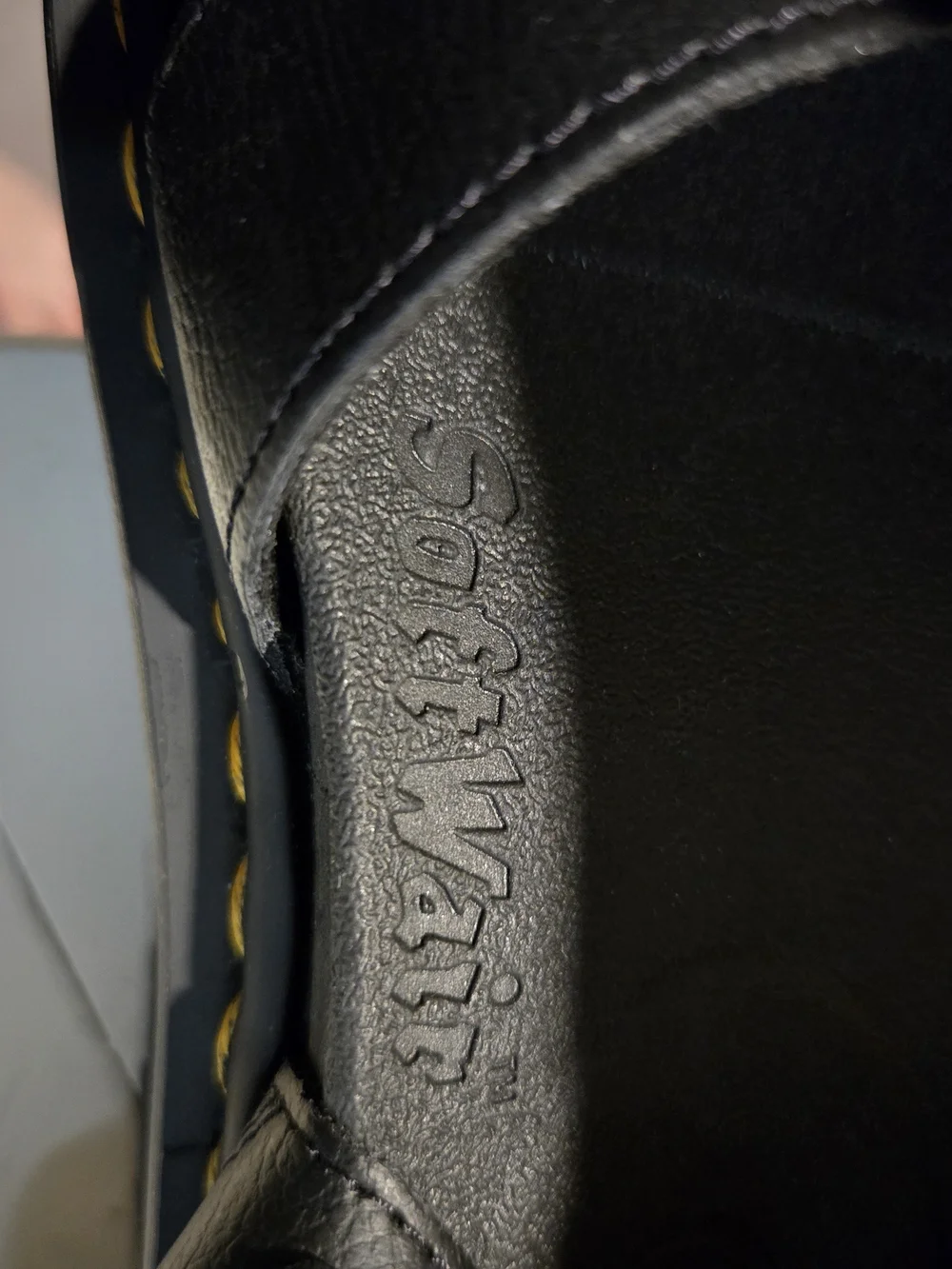 Dr. Martens Black Platform Sandal with Yellow Stitching